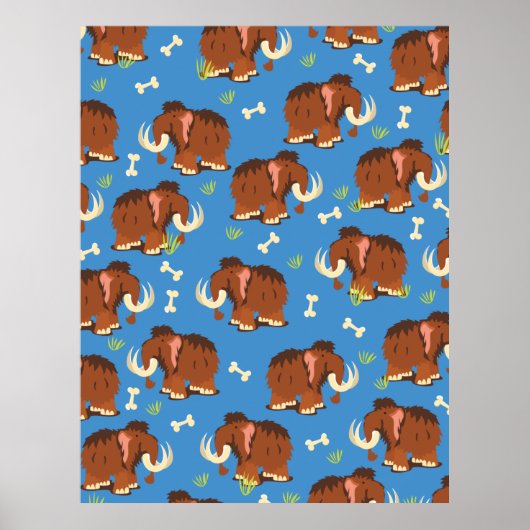 Mammoth Pattern schattige cartoon. Poster (Voorkant)
