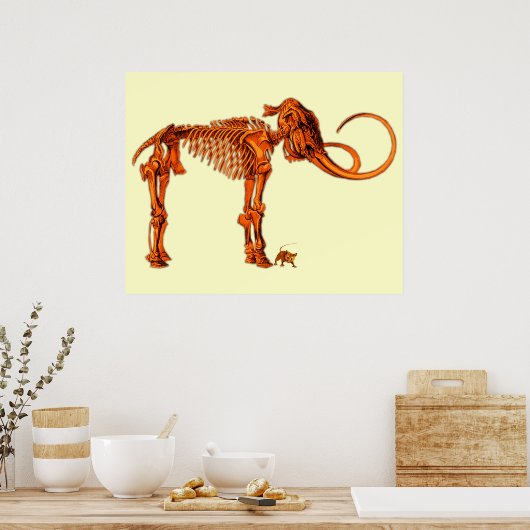 Mammoth Skeleton en Muis Poster (Keuken)