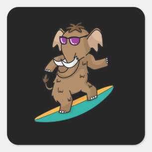 Mammut surft mit Sonnenbrille Vierkante Sticker