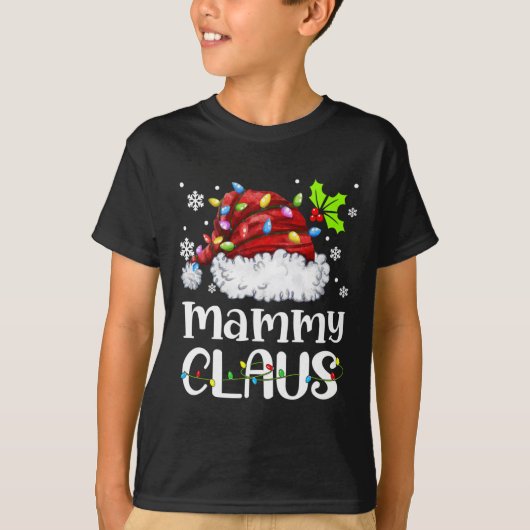 Mammy Claus Kerstman Hoed Kerstmis Licht Xmas Fami T-shirt (Voorkant)