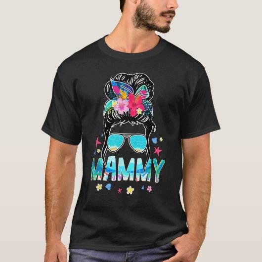 Mammy Hello Summer Beach Messy Bun Summertime T-shirt (Voorkant)