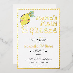Mammy's Little Squeeze Schattige Lemon Baby shower Folie Uitnodiging