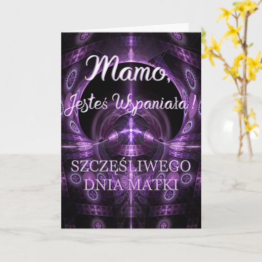 Mamo, de wspaniała-Poolse Kaart van het Moederdag (Gele Bloem)