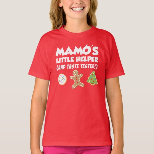 Mamo's Kleine Helper Kerstkoekjes T-shirt (Voorkant)
