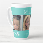 Mam's Angels Collage Foto Turquoise Wit Bloemen Latte Mok (Linkerhoek)