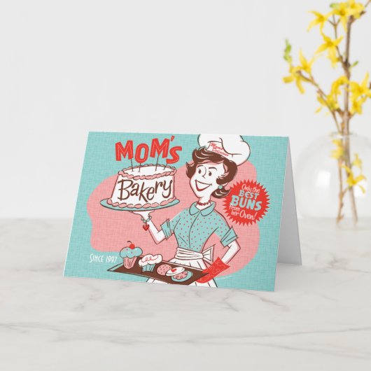 Mam's Bakery Retro Moederdag Card Kaart (Gele Bloem)