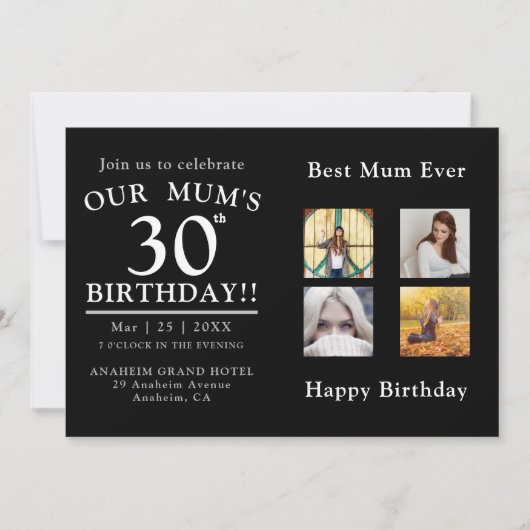 Mam's Birthday Party Photo Collage Kaart (Voorkant)