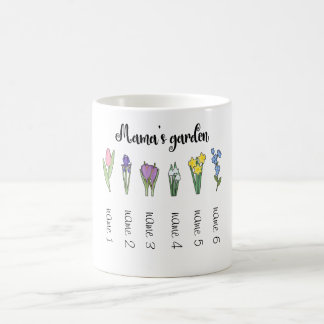 Mam's bloemtuin met 6 gepersonaliseerde namen koffiemok