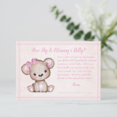 Mam's buik maat schattig meisje Beer Baby shower s Informatiekaartje (Staand voorkant)