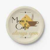 Mam's cafe altijd open papieren bordje (Voorkant)