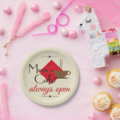 Mam's cafe altijd open papieren bordje (Feest)