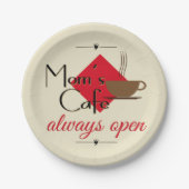 Mam's cafe altijd open papieren bordje (Voorkant)