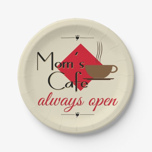 Mam's cafe altijd open papieren bordje (Voorkant)