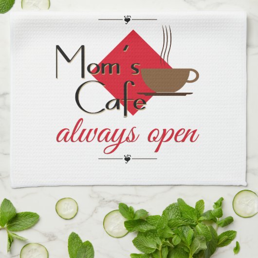 Mam's cafe altijd open theedoek (Gevouwen)