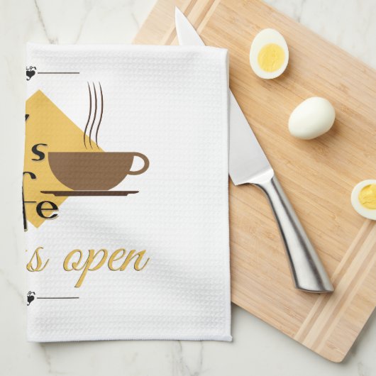 Mam's cafe altijd open theedoek (Quarter Fold)