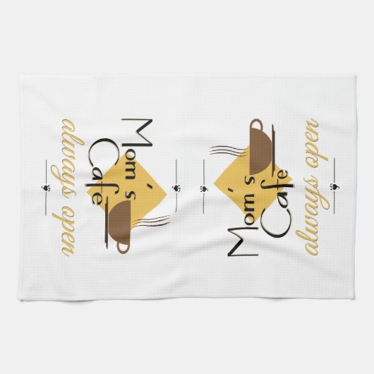 Mam's cafe altijd open theedoek (Horizontaal)