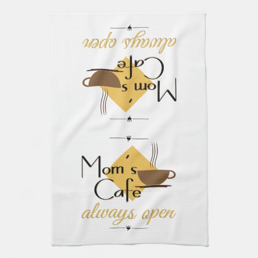 Mam's cafe altijd open theedoek (Verticaal)