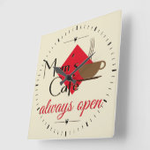 Mam's cafe altijd open vierkante klok (Hoek)