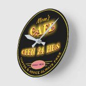 Mam's cafe Open 24 uur Faux Retro Neon - Ronde Klok (Hoek)