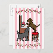Mam's Chocolade Lab en Black Lab Briefkaart (Voorkant / Achterkant)
