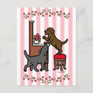 Mam's Chocolade Lab en Black Lab Briefkaart