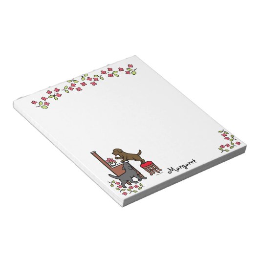 Mam's Chocolade Lab en Black Lab Notitieblok (Schuin)