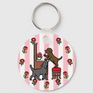 Mam's Chocolade Lab en Black Lab Sleutelhanger