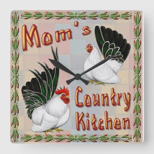 Mam's Country Kitchen Vierkante Klok (Voorkant)