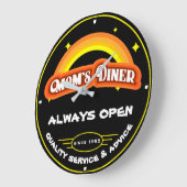 Mam's Diner Altijd Retro Rainbow Black openen Grote Klok (Hoek)