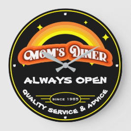 Mam's Diner Altijd Retro Rainbow Black openen Grote Klok