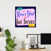 Mam's Diner en Taxi Funny Retro Art Poster (Thuiskantoor)