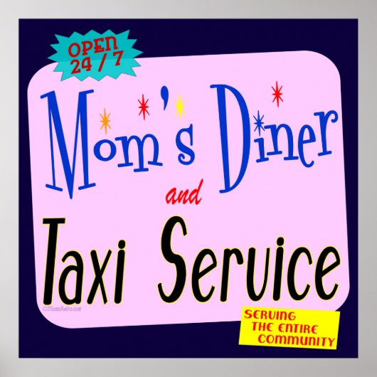 Mam's Diner en Taxi Funny Retro Art Poster (Voorkant)
