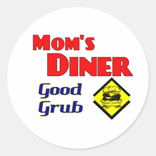 Mam's Diner Good Grub Retro Restaurant Ronde Sticker (Voorkant)