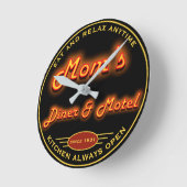 Mam's Diner & Motel Fun Faux Neon Any Slogan - Ronde Klok (Hoek)