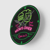 Mam's Diner Open 24/7 Retro Fifties Neon Effect Ronde Klok (Hoek)