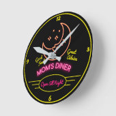Mam's Diner Open All Night Retro 50's Neon Effect Ronde Klok (Hoek)