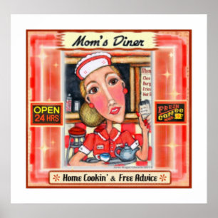 Mam's Diner Retro Kitchen Art Poster Print