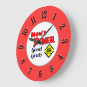 Mam's Diner Retro Red Kitchen Klock Grote Klok (Hoek)