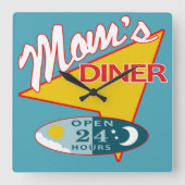 Mam's Diner Vierkante Klok (Voorkant)