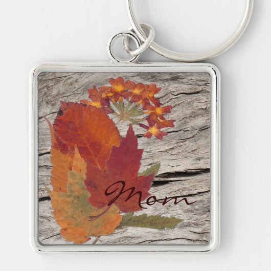 Mam's Dried Autumn Leaves en Flowers Sleutelhanger (Voorkant)