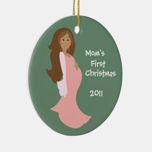 Mam's eerste kerstversiering - Gepersonaliseerd Keramisch Ornament (Rechts)