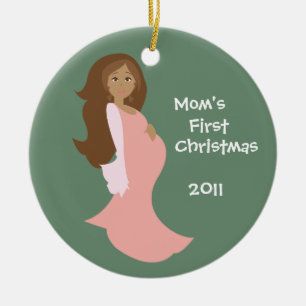 Mam's eerste kerstversiering - Gepersonaliseerd Keramisch Ornament