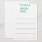 Mam's favoriete gezegden op cadeaus voor haar. briefpapier (Voorkant / Achterkant)