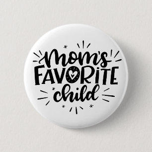 Mam's favoriete kind, met de hand geschreven ronde button 5,7 cm