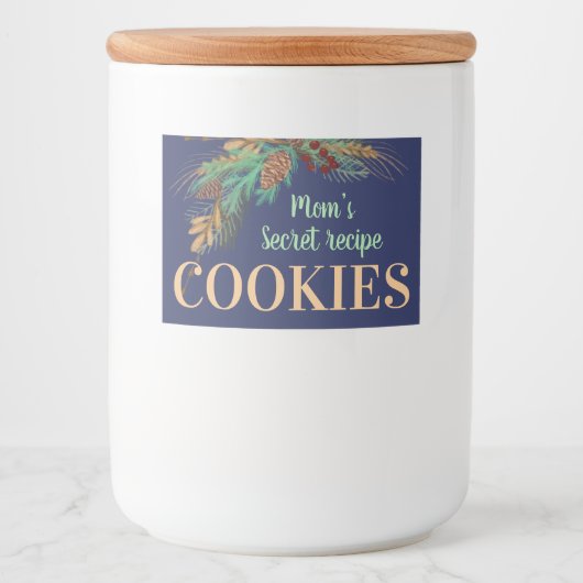 Mam's geheime recept COOKIES. Reeks labels Voedselcontainer Etiket (Voorkant)