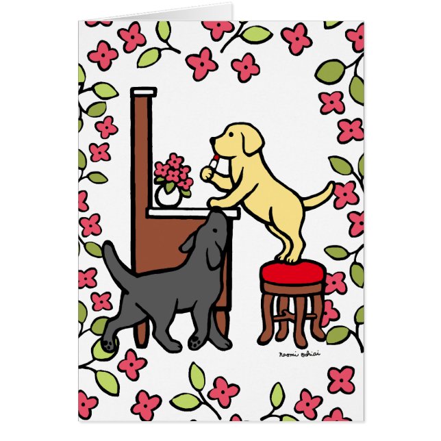 Mam's gele lab en Black Lab Puppy Duo (Voorkant)