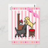 Mam's gele lab en zwart lab briefkaart (Voorkant / Achterkant)