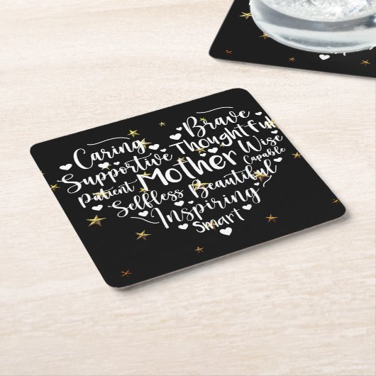 Mam's hart kartonnen onderzetters (Schuin)