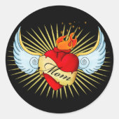 Mam's hart ronde sticker (Voorkant)