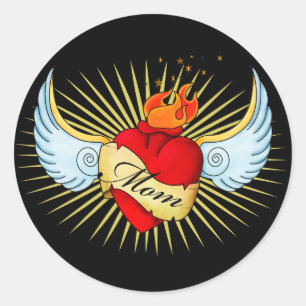 Mam's hart ronde sticker
